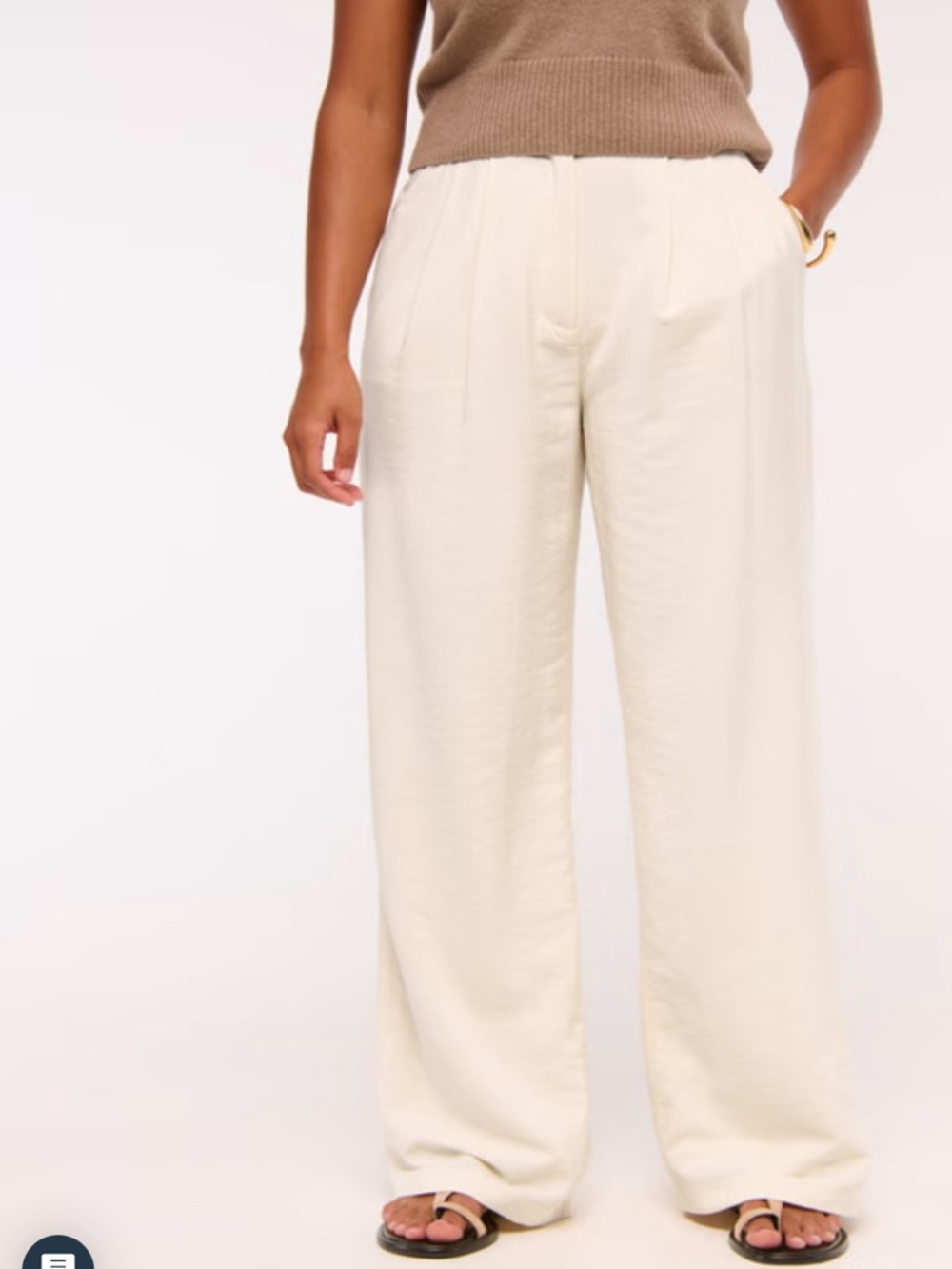ABERCROMBIE & FITCH White Wide Leg Linen Pleated Pants Size M